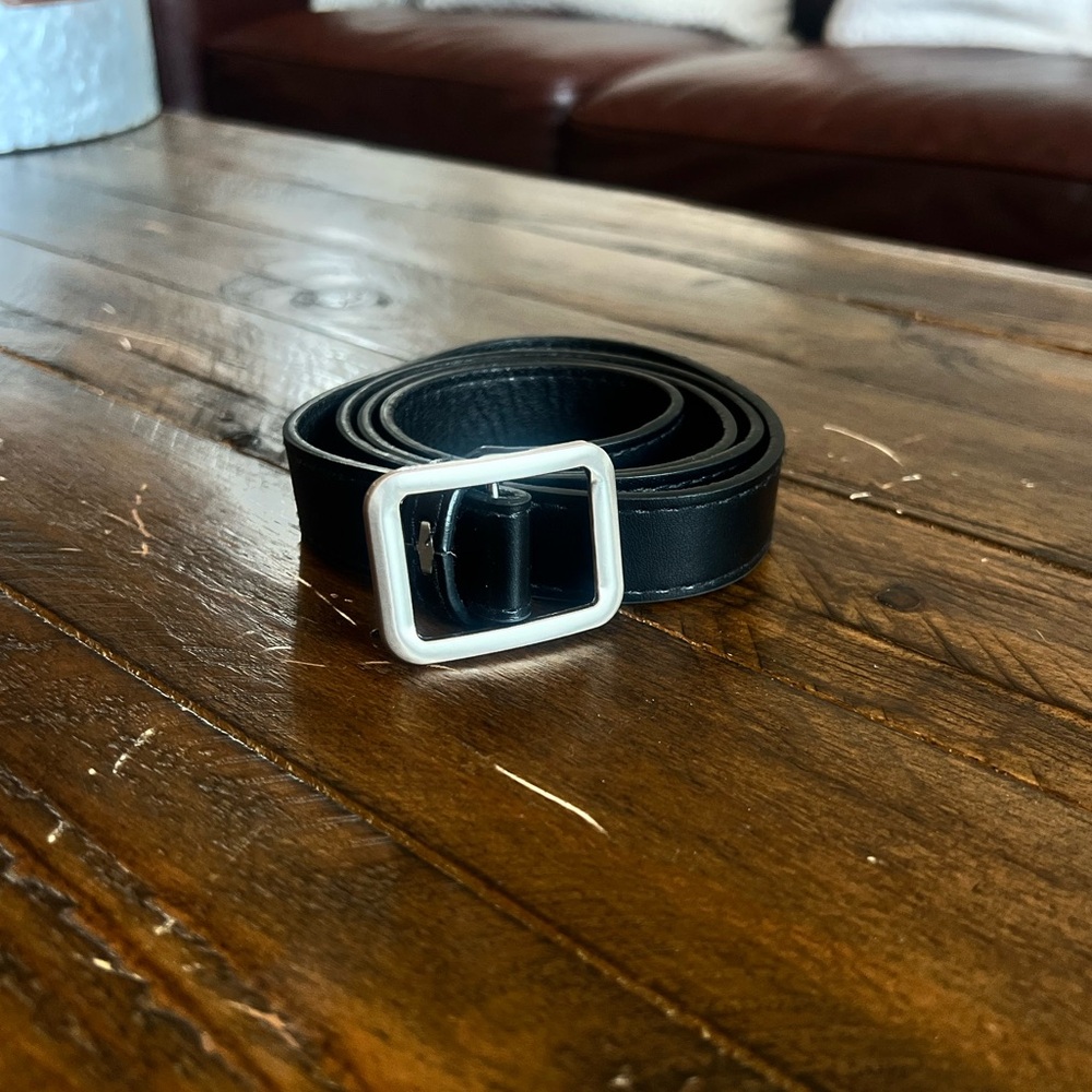 Black Women's Belt with Silver Buckle